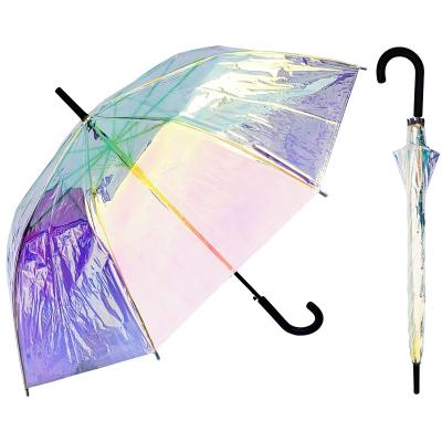 China Modern Plant Holographic Umbrella - Cute Trendy Iridescent Holo Clear For Rain for sale