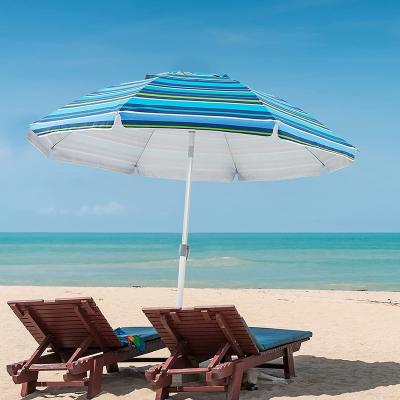 China 6.5FT Traditional Beach Umbrella, SPF50+ Sun Protection Ventilation Windproof Umbrellas with Sand Anchor, Tilt, Carry Bag, for for sale