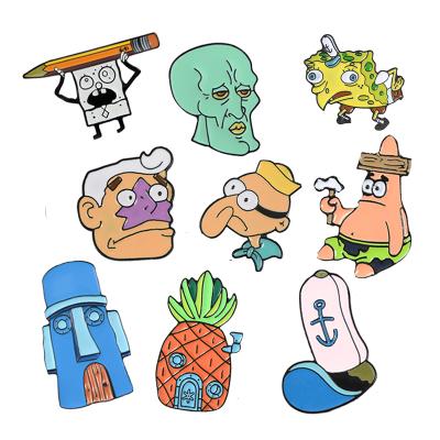 China Beautiful Custom 3D Enamel Cartoon Character Squidward Tentacles Cartoon Paint Lapel Pin Badge for sale