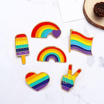 China Wholesale Cheap Custom Europe Badge Hard Enamel Rainbow Lapel Pin for sale