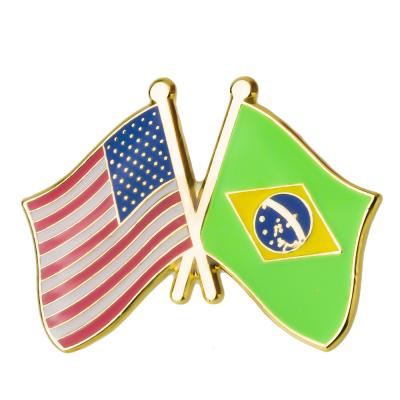 China Europe U.S.A Friendship Flag Metal Lapel Pin Badges Decorative Brooch Pins for Clothes Bag for sale