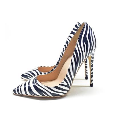 China Wholesale Zebra Stripe 12cm/10cm/8cm Pencil Women High Heels Ladies Shoes Printed Red Bottom Pumps for sale