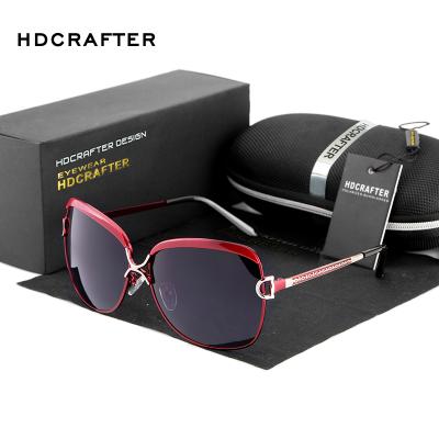 China Fashion HDCRAFTER Sunglasses Polarized Ladies Sunglasses Women Gradient Glass Round Luxury Woman Oculos Sun Glass Square Brand Sun Glasses for sale