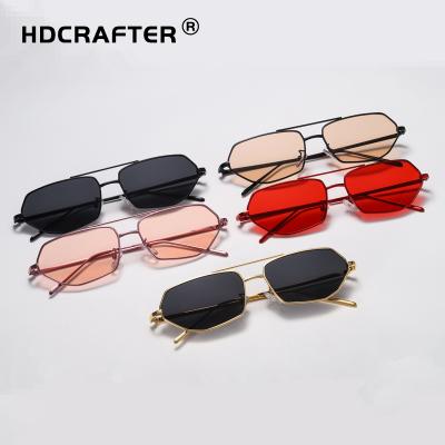 China European fashion sunglasses and American trend polygon sunglasses women shape street shooting irregular sunglasses metal frame glass net red PC for sale