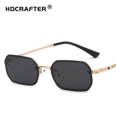 China New fashion sunglasses HDCRAFTER trend invisible rectangular sunglasses unisex AC polarized 2021 ins hot sales oem metal rimless glasses uv400 for sale