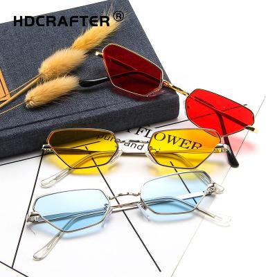 China New fashion HDCRAFTER sunglasses new fashion polygon hole sunglasses for women AC polarized hot sales 2021 small metal glasses OEM uv400 for sale