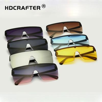 China New Fashion Sunglasses HDCRAFTER One-Piece Mirror UV400 Outdoor Leisure Oversized Sunglasses Shape Foil Gradient for sale