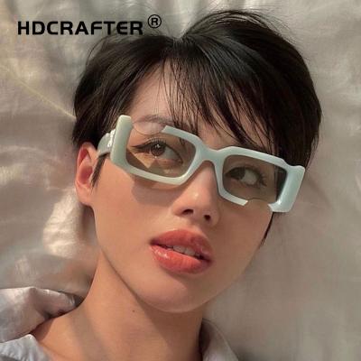 China 2021 new fashion men's fashion hip sun glass river style shades hole hop sunglasses specially designed women's broken sunglasses for sale