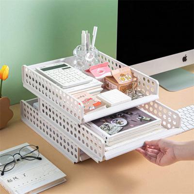 China JIEYUAN CLASSIC White Pink Paper Top Tray Organizer And Accessories 4 Compartment Girls Office Stationery Table Set For Office for sale