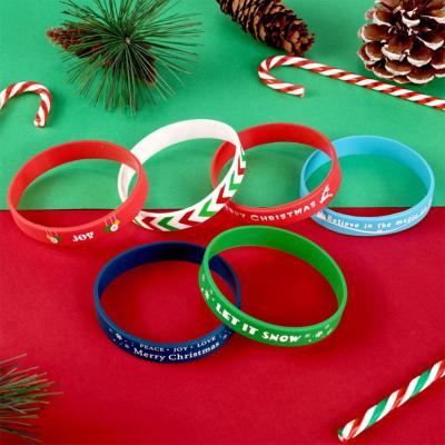 China Christmas Style Bracket Hand Circulation Waterproof Durable Accessories Silicone Soft Bangle Wristband For Men And Women for sale