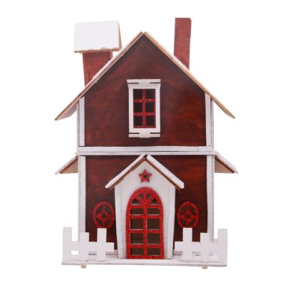 China DIY TOY Coloring Children's Toy DIY Wooden Craft Set Wooden Puzzle 3d Toy House 3D Puzzle for sale