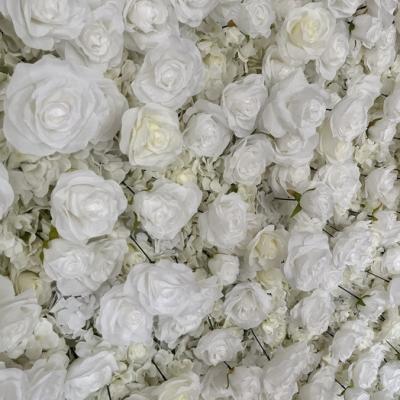 China Fabric Janelove  stage backdrop decoration floral wall classic white 3d artificial flower wall for sale