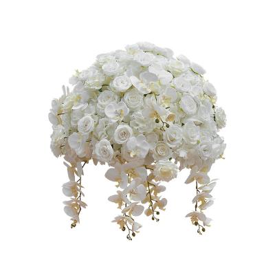 China White Rose Wedding Decoration Table Centerpiece Flowers Arrangement Artificial Flower Row Fabric Janelove Orchids for sale