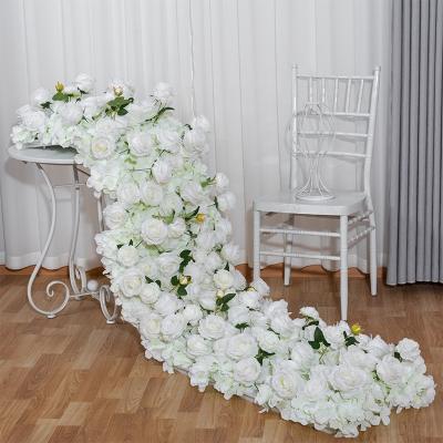 China Fabric Jane's Love Customized Centerpiece Wedding Artificial Decor Lace Flower Runner For Table for sale