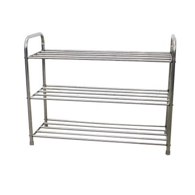 China (Size) Adjustable 3-Layer Stainless Steel Shoe Rack with Good Stability, Home Dormitory Free Standing Shoe Rack for sale