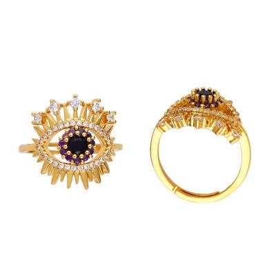 China BOHEMIA Cheapest Gold Plated Adjustable Evil Eye Rings Personality Rings For Women for sale