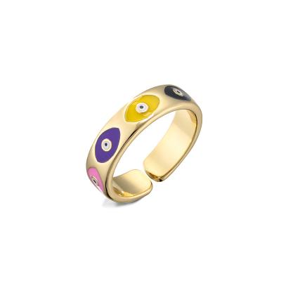 China BOHEMIA Cheapest Gold Plated Adjustable Evil Eye Rings Personality Rings For Women for sale