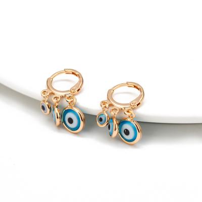 China Hot Selling BOHEMIA Gold Plated Evil Eye Earrings Celebrity Evil Eye Earrings For Women for sale