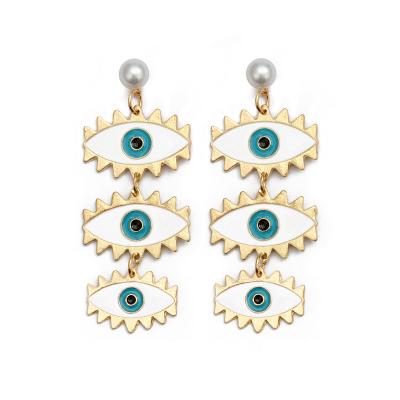 China Hot Selling BOHEMIA Gold Plated Evil Eye Earrings Celebrity Evil Eye Earrings For Women for sale