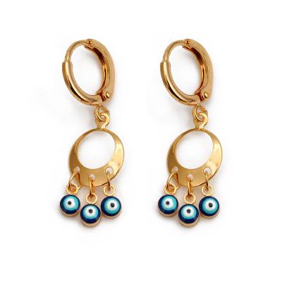 China Hot Selling BOHEMIA Gold Plated Evil Eye Earrings Celebrity Evil Eye Earrings For Women for sale