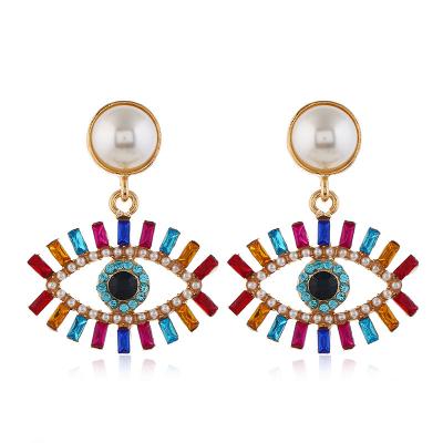 China Hot Selling BOHEMIA Gold Plated Evil Eye Earrings Celebrity Evil Eye Earrings For Women for sale