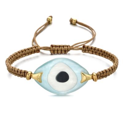 China Ethnic Hot Sale Bohemia Evil Eye Braided Acrylic Evil Eye Rope Bracelet Bangle Wholesale for sale