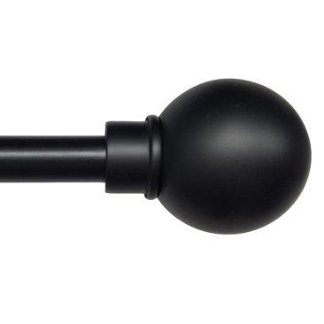 China Poly Ball Shaped Curtain Pole Sets Accessories 1/2in Diameter Base Matte Black Decorative Rod for sale