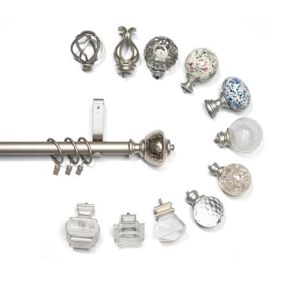 China Transitional Home Decoration Single Curtain Pole With Plated Silver Steel Finial for sale