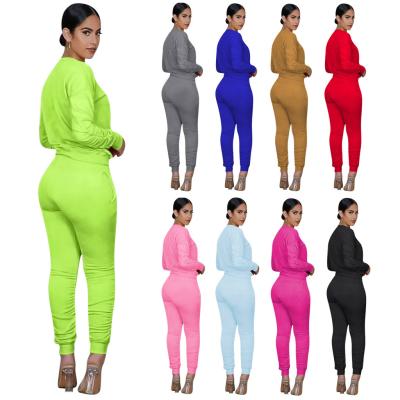 China Dropshipping Solid Simple Jogging Femm Women Color Breathable Cotton Breathable Suits 2 Piece Pants Set Training Wear for sale