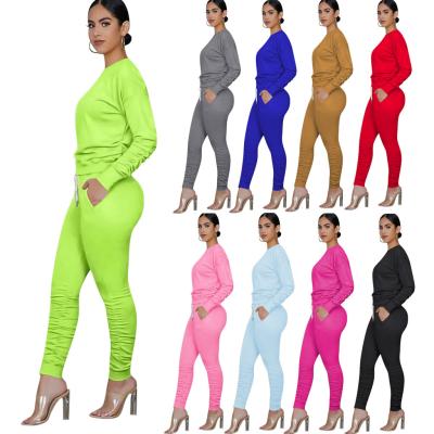 China Dropshipping Solid Color Cotton Plain Sweat Suits Breathable White Tracksuit Women Two Piece Jogger Set Training Wear for sale