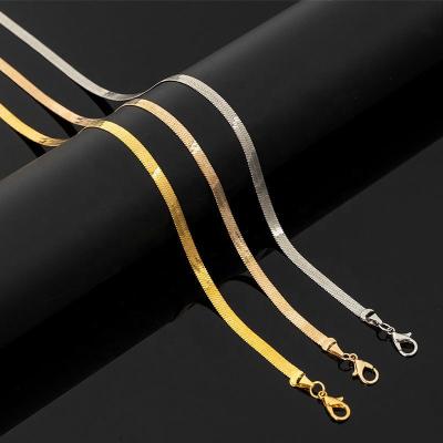 China Factory Wholesale Price Hiphop Flat Silver Plain Necklace 925 Bone Snake Snake Chain Couple Necklace Jewelry Men's Assortment for sale