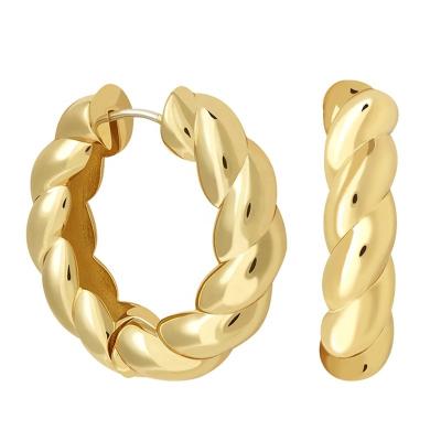 China Hiphop Fashion Jewelry Twist S925 Vintage Jewelry Factory Wholesale Price Single Gold Plated Earrings Gift Party Hot Selling Party for sale