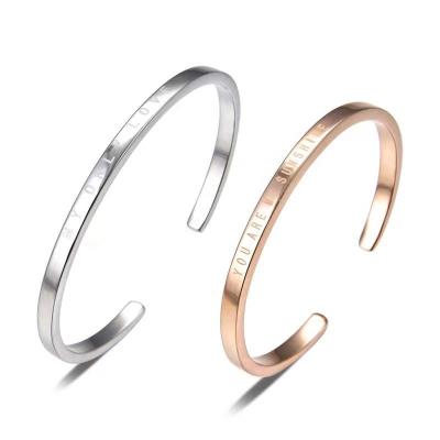 China Korea romantic simple rose gold 925 sterling silver men and women couple bracelets open bracelet pure silver jewelry wholesale for sale