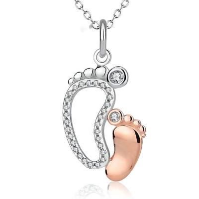 China New CLASSIC Accessories 925 Sterling Silver Big Foot and Little Foot Mother's Day Family Love Necklace Pendant Jewelry for sale