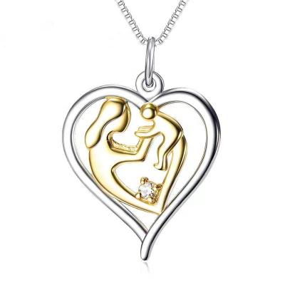 China CLASSIC Silver European Mother Mother And Child Heart Necklace Jewelry New Pendant Gift Of The Day And American Accessories Manufacturer for sale