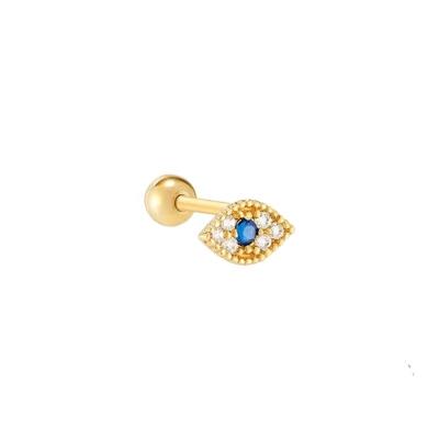 China Hot Selling Unique Series Hiphop Hip Hop Jewelry Brass Gold Plating With Earring Stud Zircon Pierced Cartilage Eye Earring Jewelry for sale