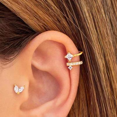 China CLASSIC Vintage Earring Clip With Zircon Designs Jewelry 2021 For Gift Wedding Party Woman Gold Plated for sale