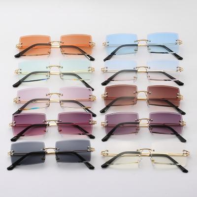 China Seller 2022 2021 Square Rimless Shades Sunglasses Men Fashion Sunglasses Glass Sun Glasses Women Rectangle Custom Luxury Designer Sun Glasses for sale