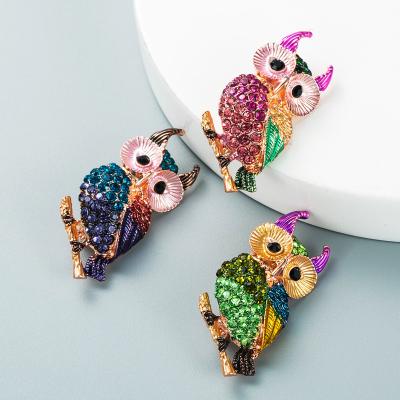 China Wholesale Designer Women Luxury Designer Owl Bird Brooch Anime Enamel Pin Hijab Channel And Metal Pins Crystal Rhinestone Brooch Pins for sale