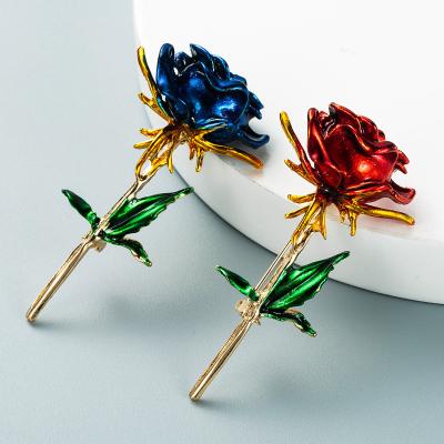 China Women luxury vintage designer luxury flower rose enamel brooch pin popular brooch and metal pins brands wholesale hijab scarf for sale