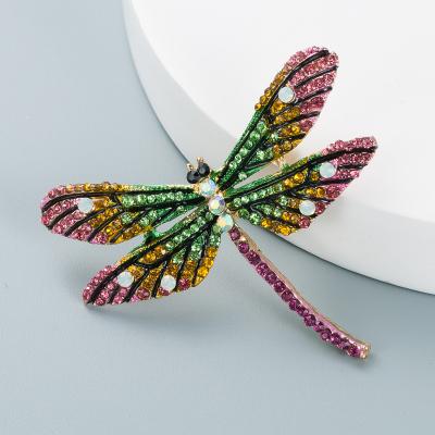 China Women designer anime dragonfly brooch insect rhinestone brooch bulk hijab cute luxury crystal scarf and metal pins pins for sale