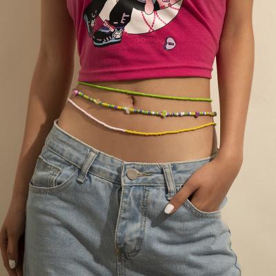 China Wholesale Loose Ghana BOHEMIA Waist Beads Waist Belly Chain Gem Body Jewelry Scrap Waistbeads Link On Waist African Beads For Women for sale