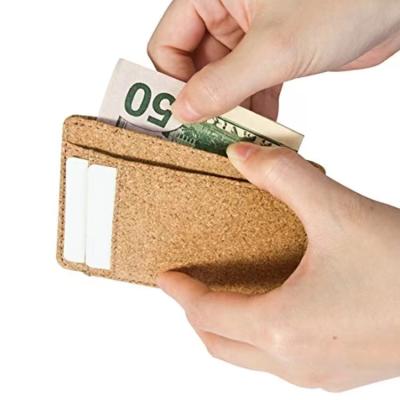 China Biodegradable RFID Blocking 100% Vegan Eco Friendly Minimalist Cork Credit Card Holder Wallet With Cash Coin Pocket for sale