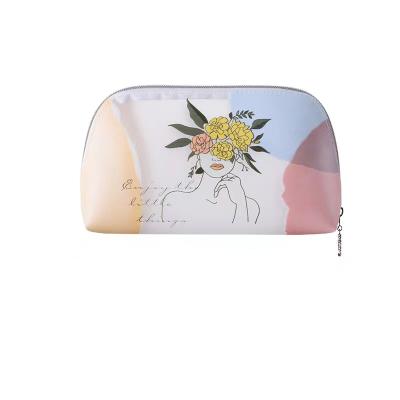 China Durable Fashion Morandi Printed Matt PVC Makeup Cosmetic Pouch Waterproof Shell Shape Subtransparent TPU Toiletry Bag Travel Wash Bag for sale