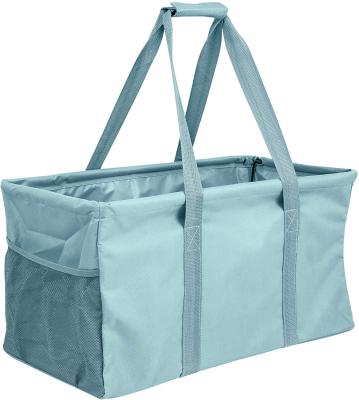 China Hot Selling Water Resistant Single Tote Bag Big Capacity Foldable Rectangle Tote Bag Big Capacity Foldable Polyester Yarn Frame Handbag Heavy Duty Storage Bag for sale