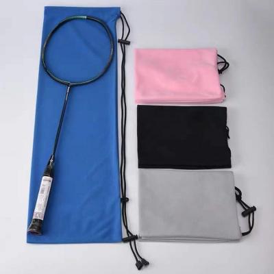 China Wholesale Custom Two Colors Thickened Durable Flannel Drawstring Folding Protective Badminton Bag / Cover for sale