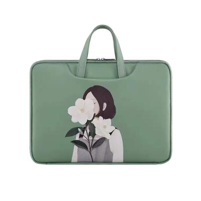 China High Quality Custom Women's Fashion Artificial Leather Briefcase Waterproof Green PU Laptop Notebook Leather Bags Lightweight for sale