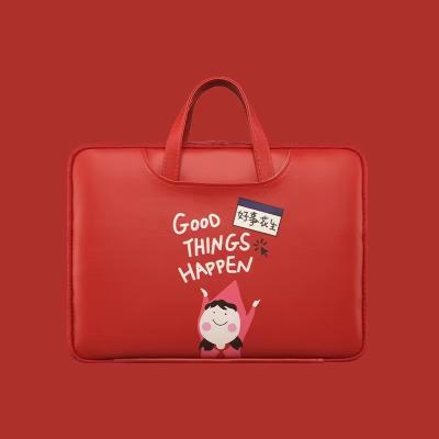 China Cartoon Pattern Computer Bag Women Laptop Bag Lightweight Hot Selling Red Handbags Leather Laptop Sleeves With Pockets for sale