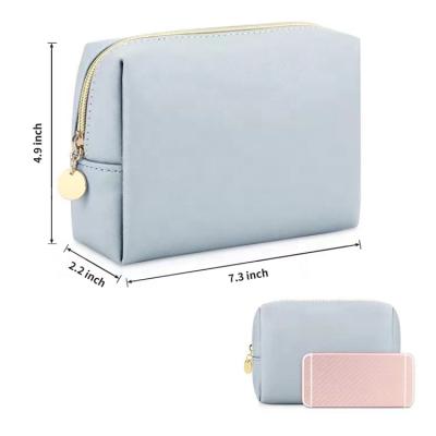 China Custom Multifunctional Logo Organizer Pouch Toiletry Bag PU Leather Portable Small Travel Makeup Pouch Saffiano Leather Cosmetic Bag For Women for sale