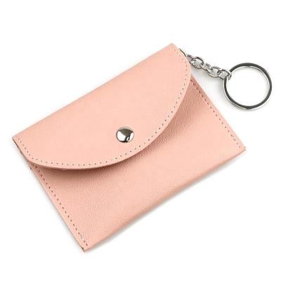 China Custom Eco-Friendly Water Based Recycled PU Small Leather Coin And Card Purse With Keychain for sale